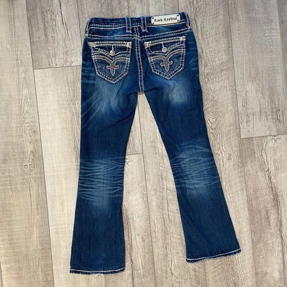 ROCK REVIVAL 26 ROSELIN BOOT CUT JEANS FLAP POCKETS CHUNKY STITCHING - Picture 11 of 12